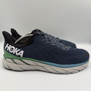 Hoka One One Clifton 7 Mens 12.5 2E Wide Blue Running Shoes Sneaker 1110534 MOAN